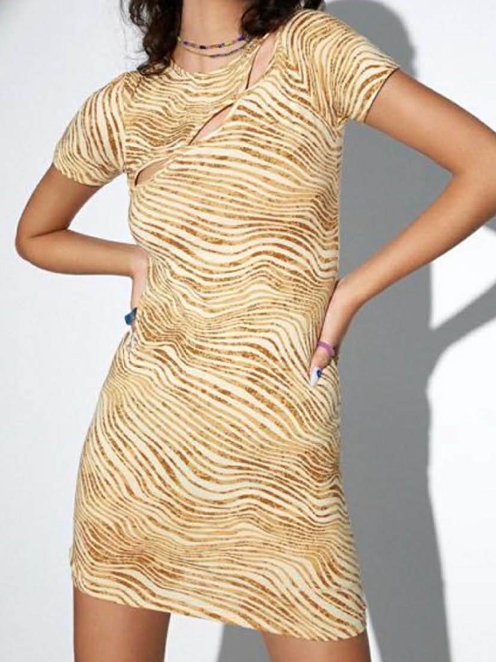 Motel Rocks Goeri Bodycon Dress In Terrain Tan